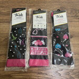 Nurse Themed Light Compression Socks 3 Piece Lot